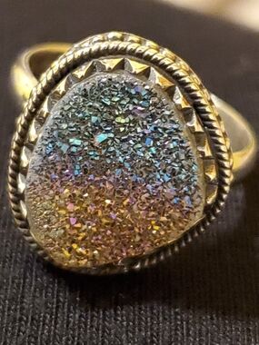 Druzy Ring in Smoky Blue & Pink